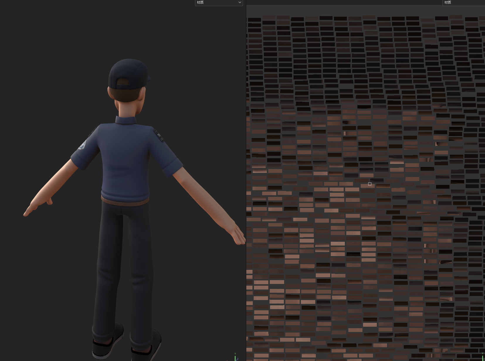 The security agent model from the back.