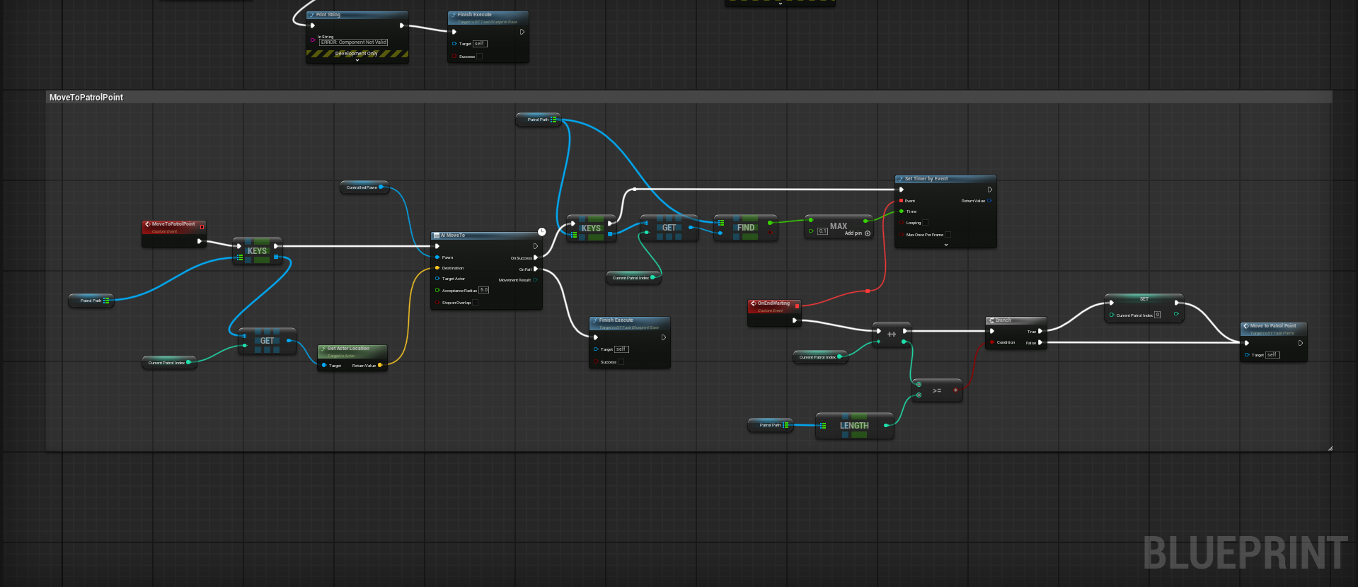 An image of the blueprint code used for the enemy